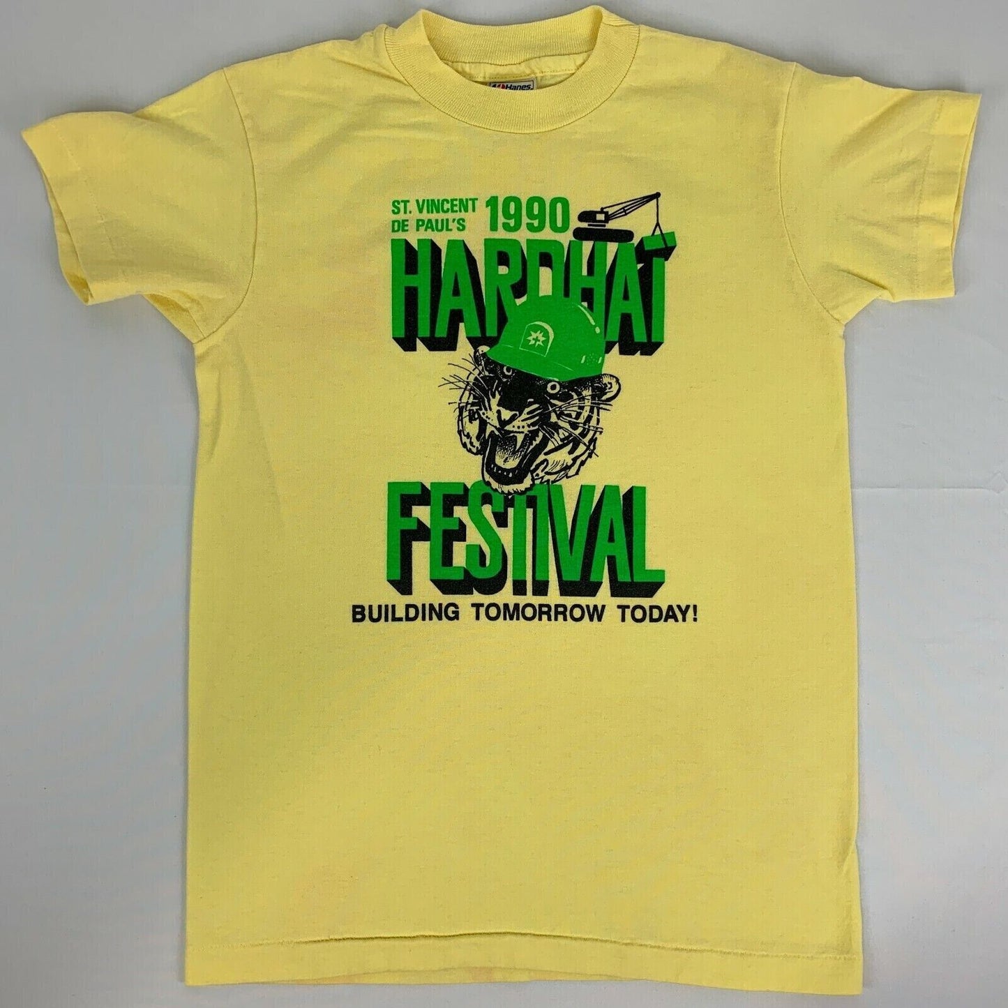 Vincent De Pauls Festival Youth Vintage 90s T Shirt Kids Medium 10-12 USA Yellow