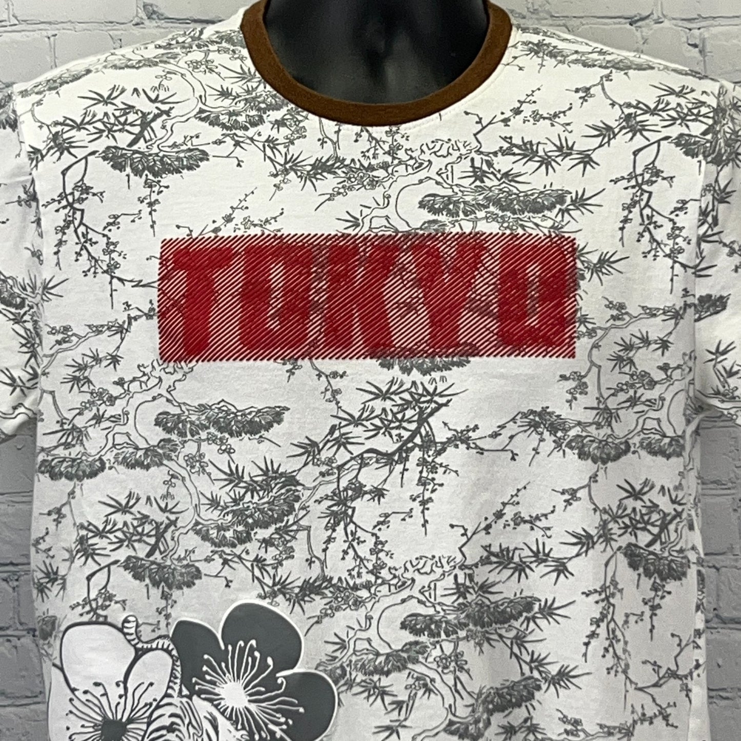 Original Gravity Tokyo T Shirt Japan Bengal Tiger Cherry Blossoms White M Medium