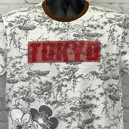 Original Gravity Tokyo T Shirt Japan Bengal Tiger Cherry Blossoms White M Medium