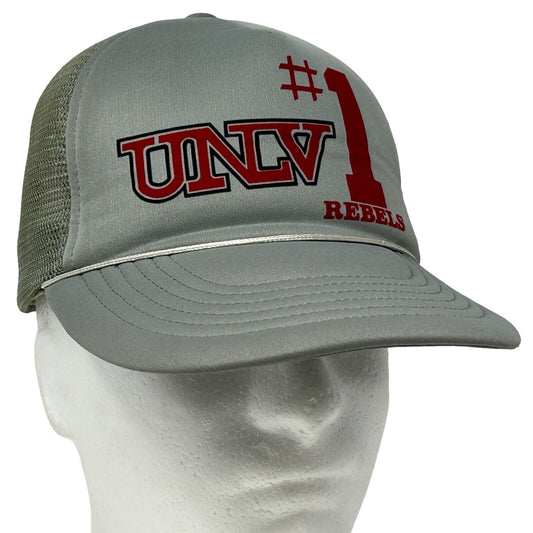 UNLV Rebels Trucker Hat Vintage 80s Gray University Las Vegas Baseball Cap