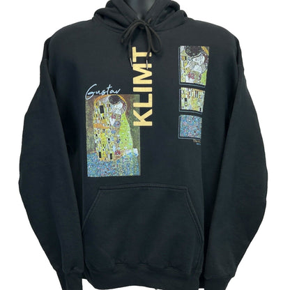 Sudadera con capucha con pintura artística de Gustav Klimt El beso para hombre, color negro