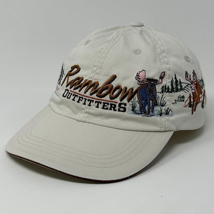 Vintage 90s Rambow Outfitters Hat Baseball Cap Hunting Hunter Beige Strapback