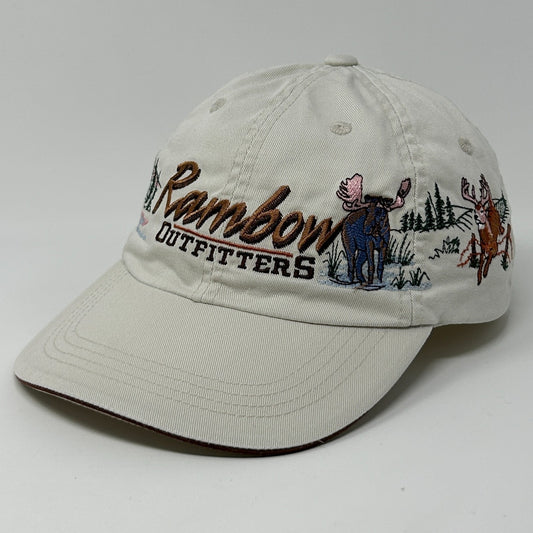 Vintage 90s Rambow Outfitters Hat Baseball Cap Hunting Hunter Beige Strapback