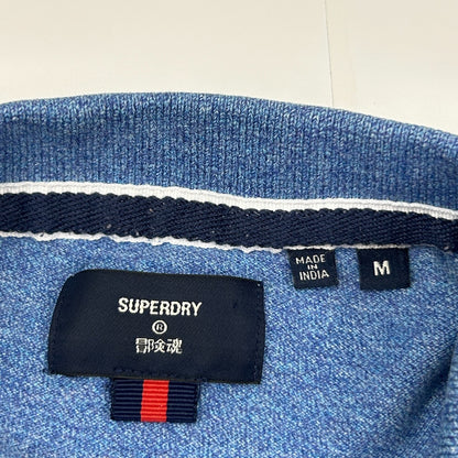 Superdry Polo Shirt Blue Heathered Streetwear Logo Short Sleeve Mens M Medium