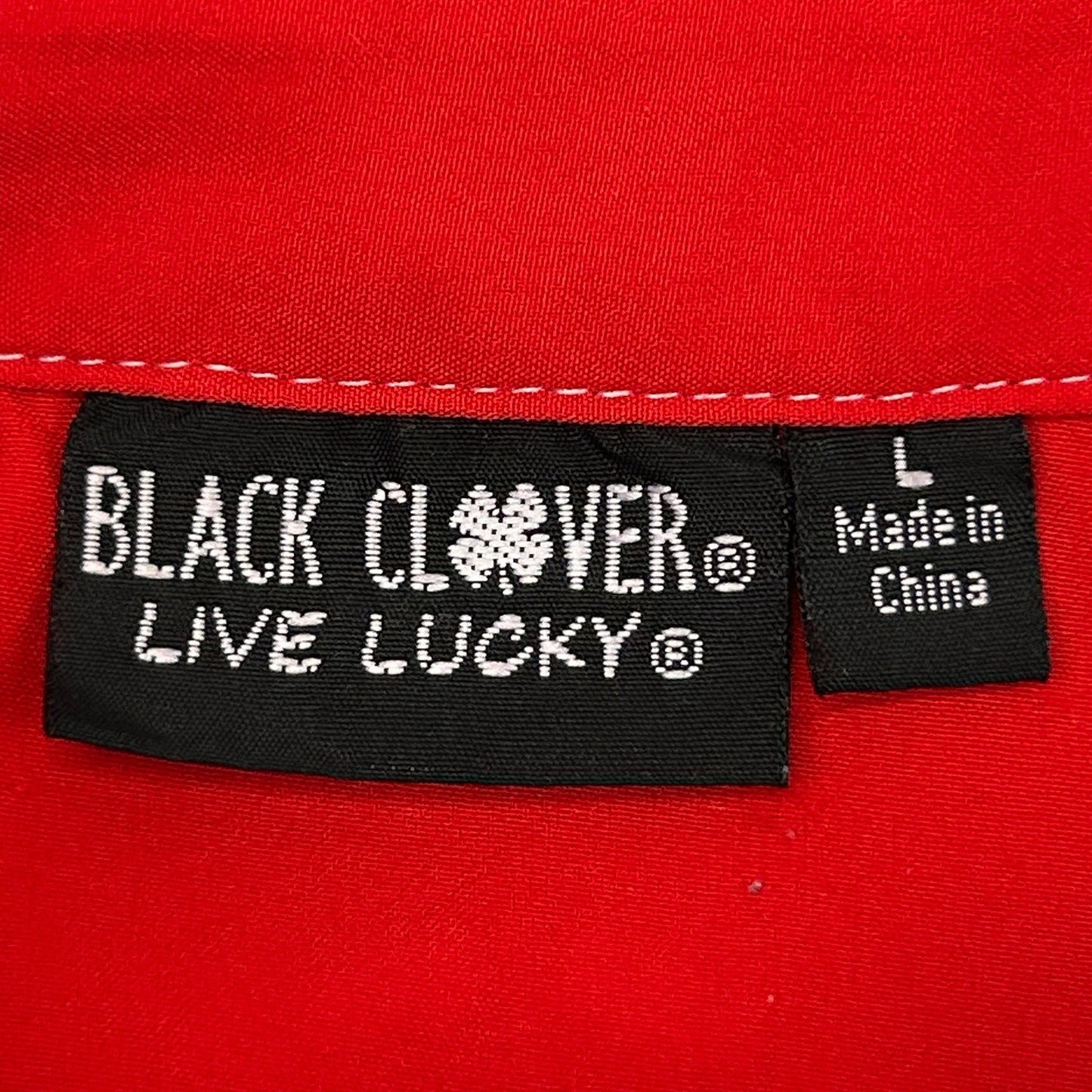 Black Clover Live Lucky Polo Shirt Golf Golfer Golfing Red Mens L Large
