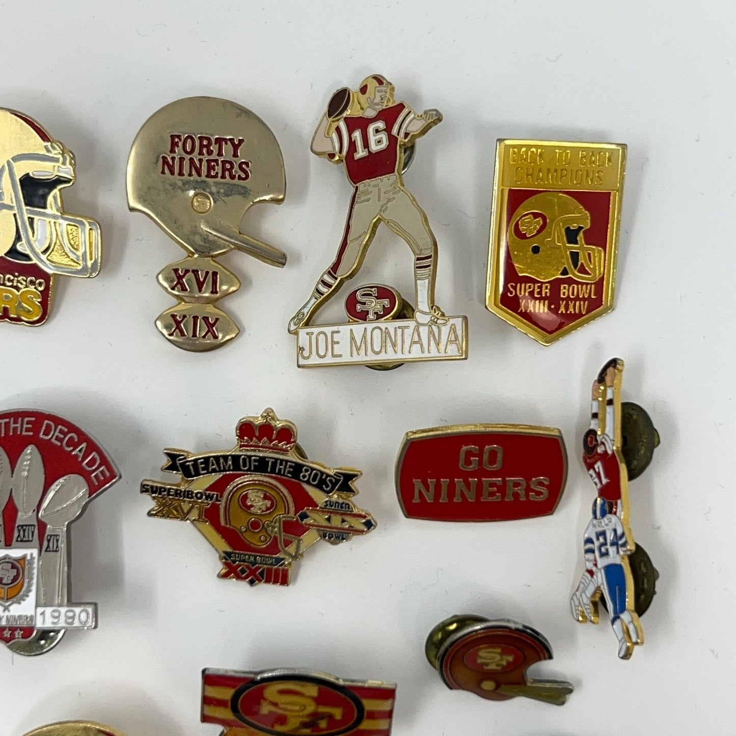 San Francisco 49ers Vintage Pins Button Lot Super Bowl XXIII Montana Rice 80s