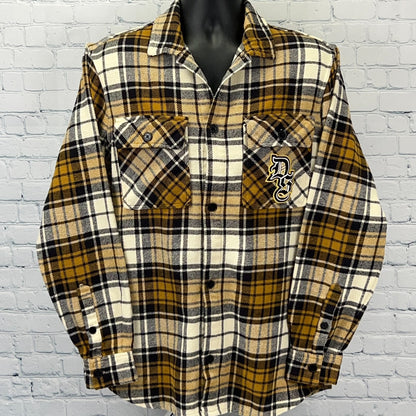 Dogg Supply by Snoop Dogg Flannel Button Front Shirt Rap Plaid Yellow L Large