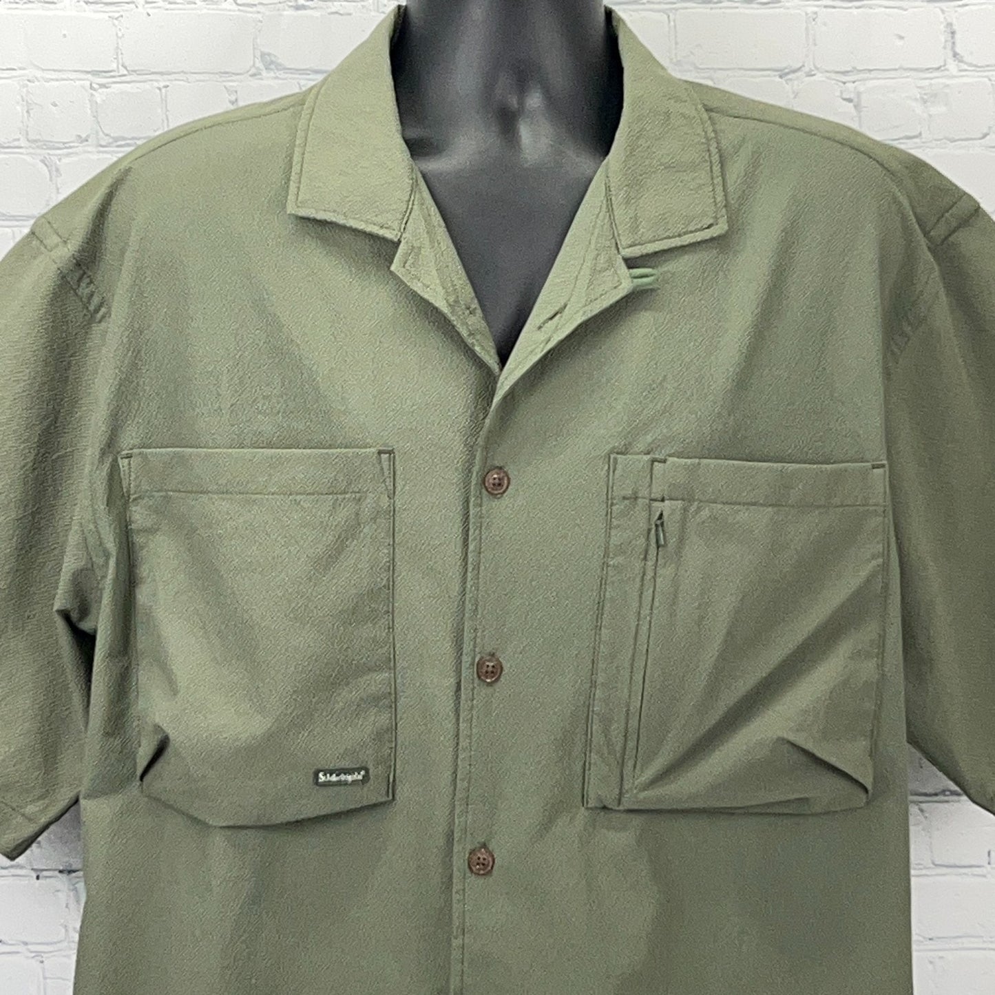St Roller Original Button Front Camp Shirt XL X-Large Green Saint Roller STRL