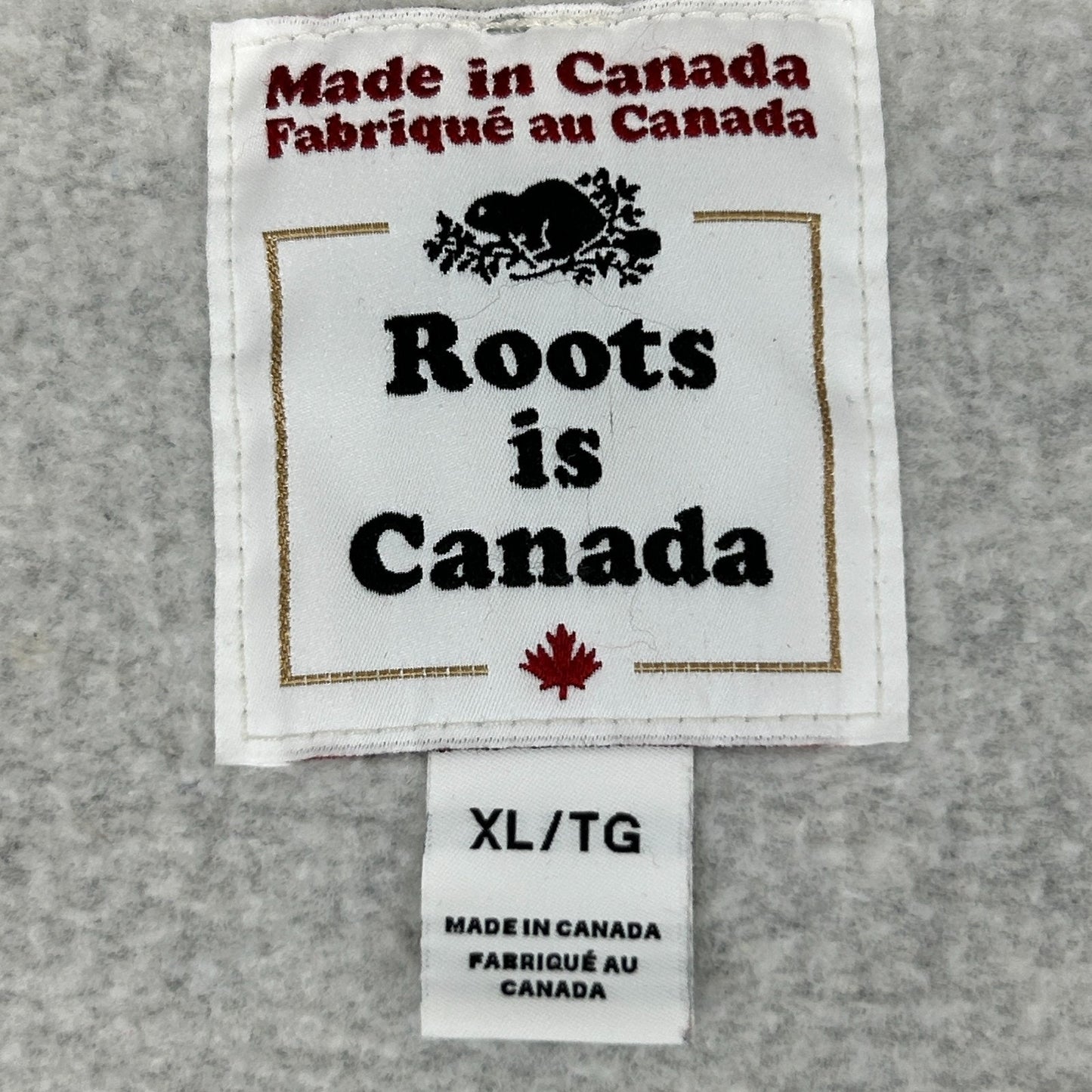 Roots is Canada Hoodie Hooded Sweatshirt Full Zip Maple Leaf Gray Mens L Large