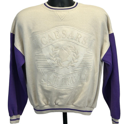 Sudadera vintage de Caesars Palace Las Vegas, años 90, para hombre, color marfil, fabricada en EE. UU.