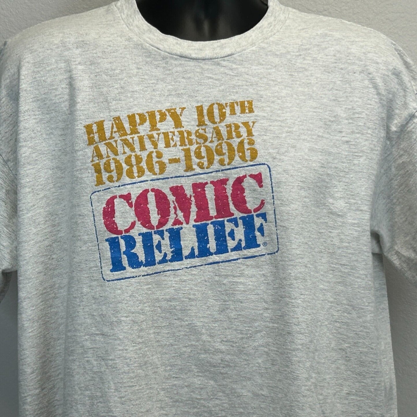 Camiseta vintage Comic Relief 1996 para hombre, talla extragrande, Robin Williams, Billy Crystal, gris