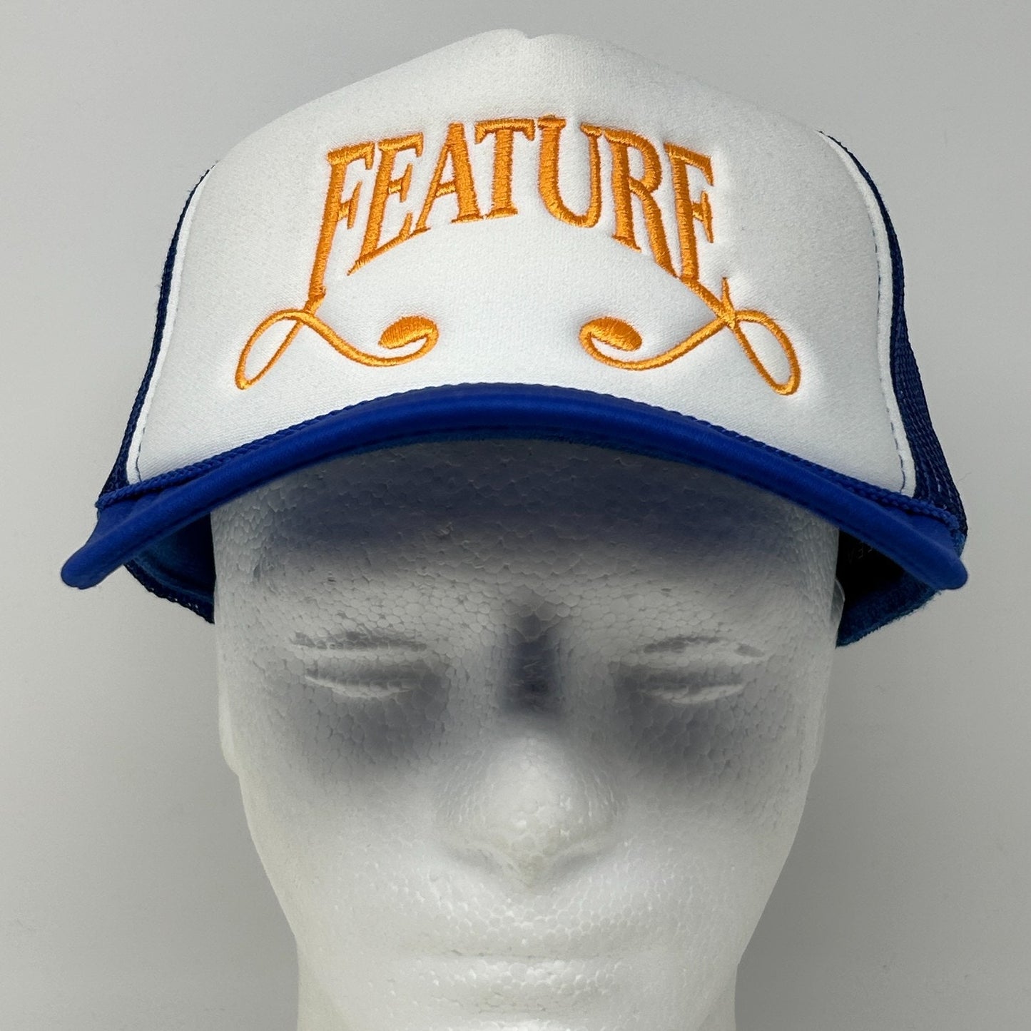 Feature Trucker Hat Baseball Cap Streetwear Sneaker Culture Mesh Snapback Blue - Neon Vintage
