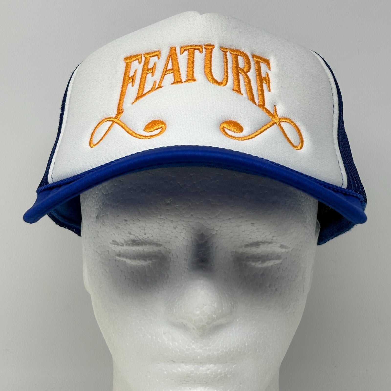 Feature Trucker Hat Baseball Cap Streetwear Sneaker Culture Mesh Snapback Blue - Neon Vintage