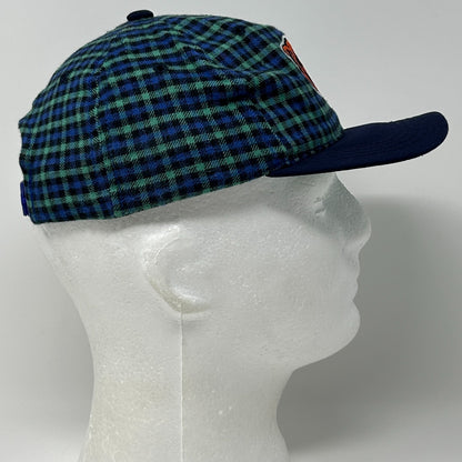 Vintage 90s Chicago Bears Youth Hat Cap Blue Plaid Snapback NFL Football 6 Panel
