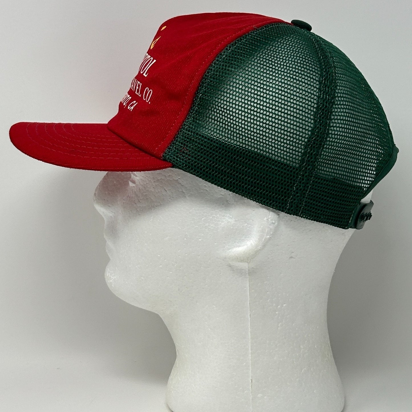 Vintage 90s Hasties Capitol Sand Gravel Co Trucker Hat Cap Sacramento Red USA