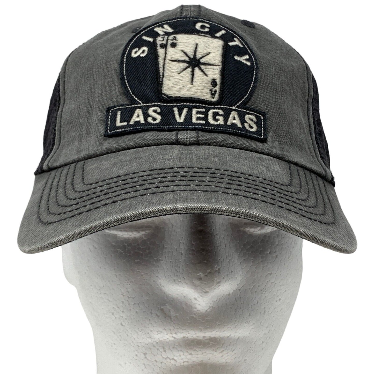 Sin City Las Vegas Snapback Trucker Hat Casino Gambling Gray Mesh Baseball Cap