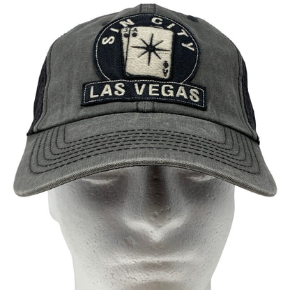 Sin City Las Vegas Snapback Trucker Hat Casino Gambling Gray Mesh Baseball Cap