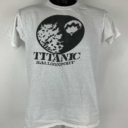 Camiseta vintage de los años 70 y 80 con globo aerostático del Titanic Balloonport, talla pequeña, para hombre, color blanco, EE. UU.