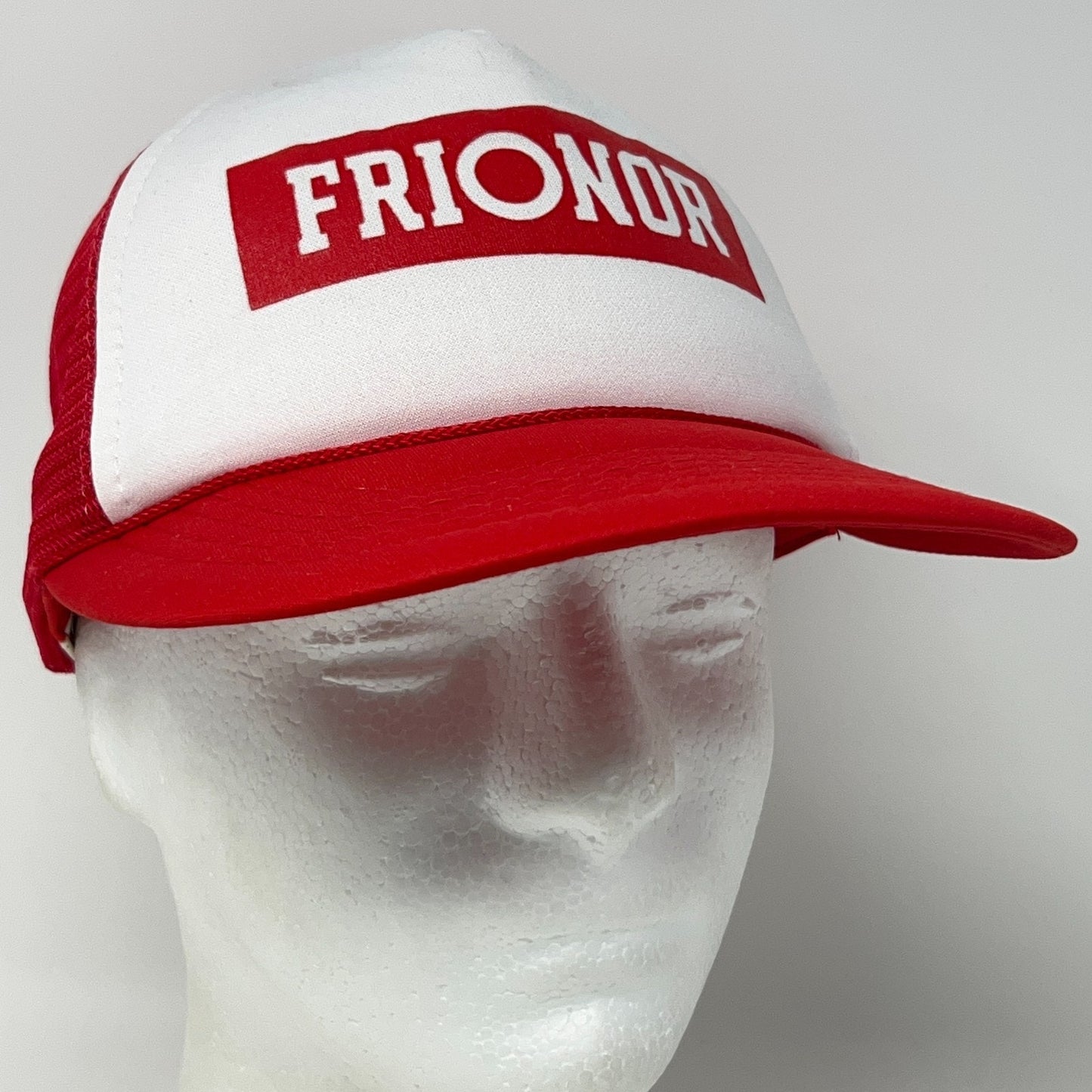 Vintage 80s Frionor Seafood Trucker Hat Baseball Cap Fish Mesh Snapback Red