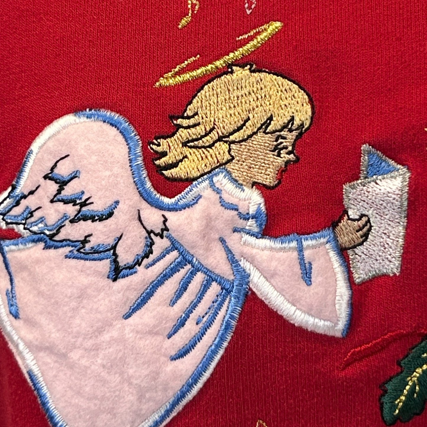 Vintage 90s Silent Night Cute Christmas Sweater Sweatshirt Red Womens M Medium