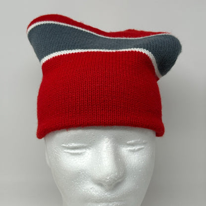 Vintage 80s Beanie Winter Hat Toque Skier Skiing Snowboarding Snowboarder Red