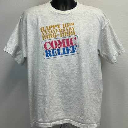 Camiseta vintage Comic Relief 1996 para hombre, talla extragrande, Robin Williams, Billy Crystal, gris