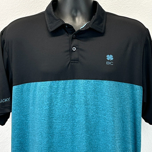Black Clover Live Lucky Polo Shirt Golf Golfer Golfing Blue Mens L Large
