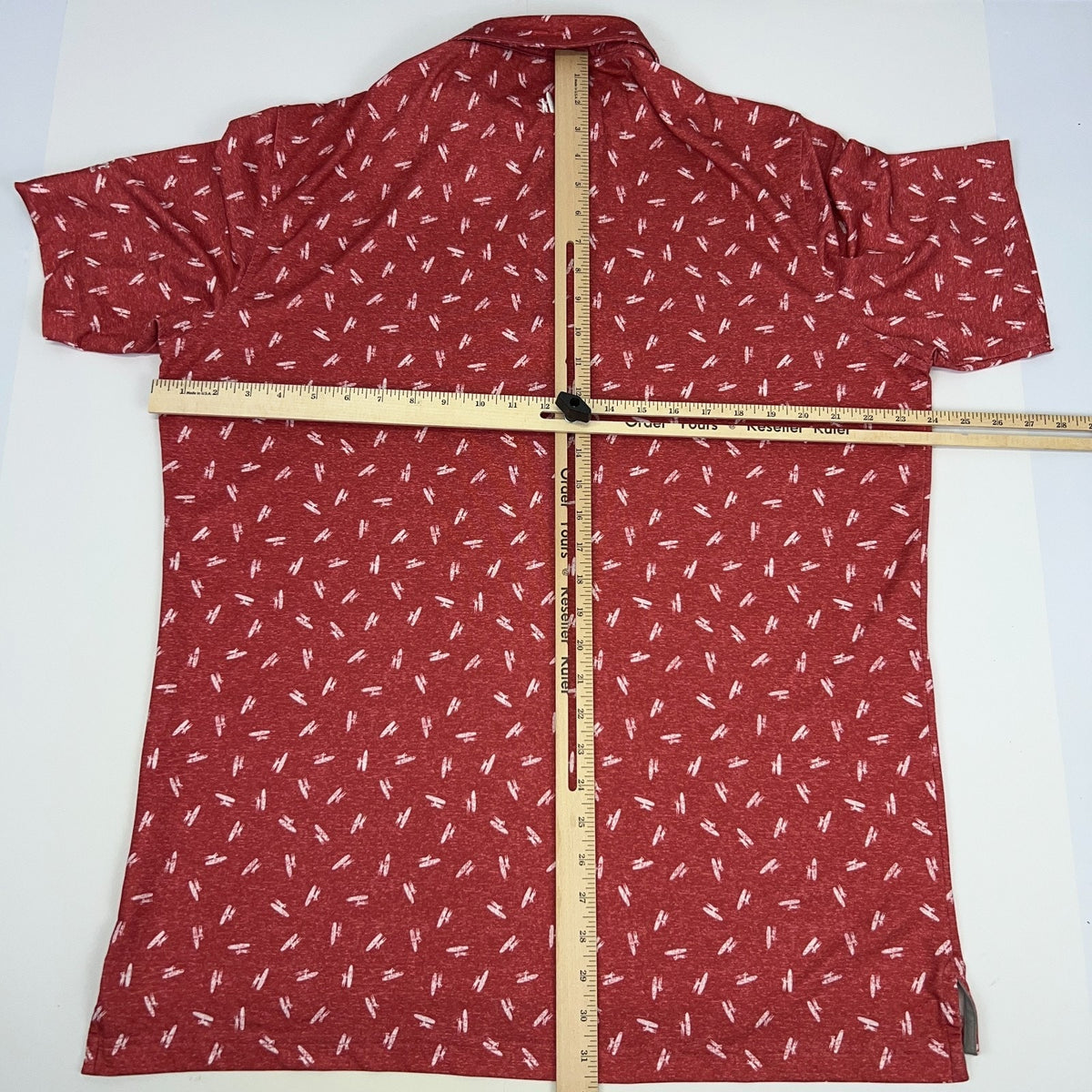 Johnnie-O Exeter Revere Golf Club Las Vegas Polo L Large Red Surfboard Print - Neon Vintage