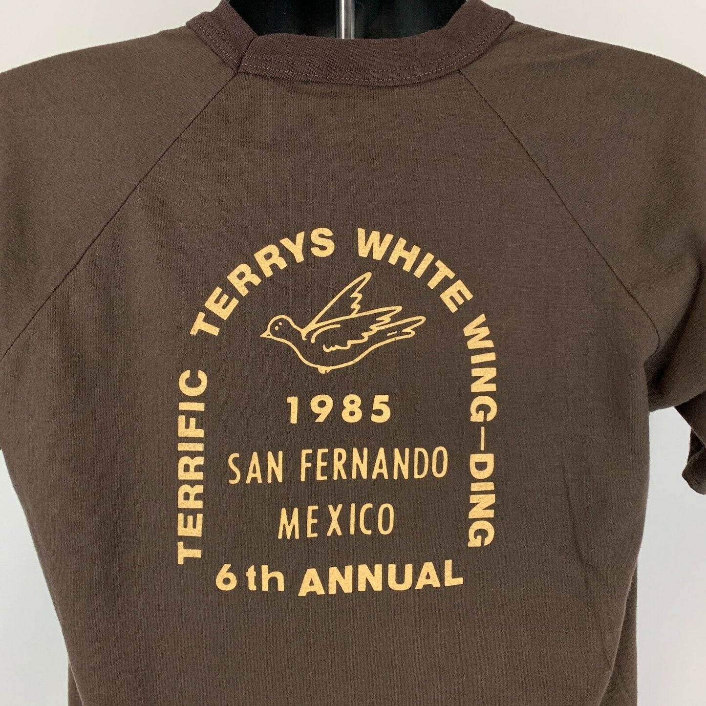 Terrific Terrys White Wing Ding Vintage 80s T Shirt Small San Fernando Mexico