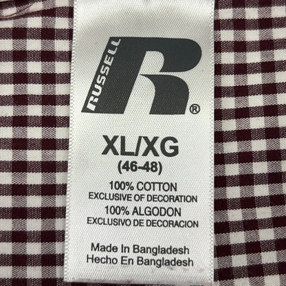 Southern Illinois University Salukis Button Front Shirt XL X-Large Red Plaid SIU