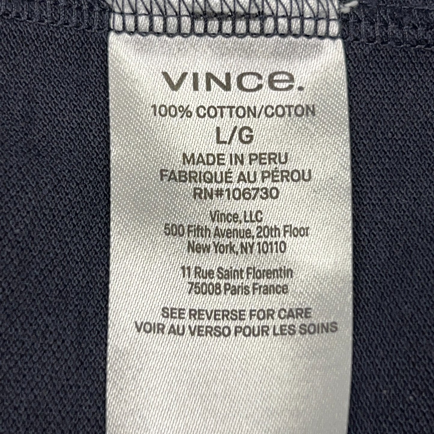 Vince Cotton Pique Button Front Shirt Blue Long Sleeve M97309681A Mens L Large