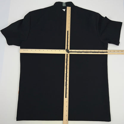 Macade Golf Heath Bomber Henley Shirt Mens L Large Black Short Sleeve Stretch