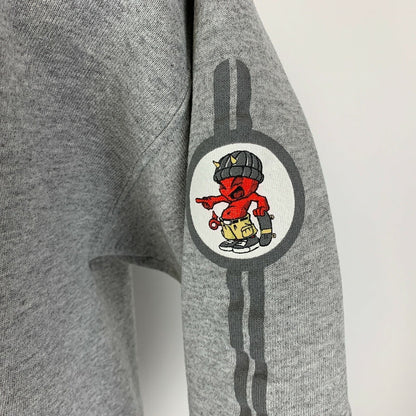 Skateboarding Devil Demon Vintage 90s Hoodie Medium Hooded Sweatshirt Mens Gray