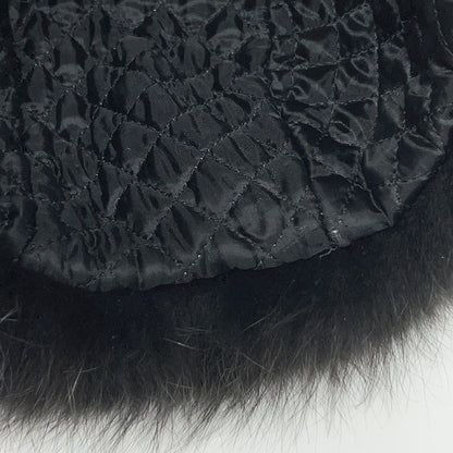 Leather and Fur Mongolian Cossack Roller Hat 59cm Black Brown Quilted Vintage