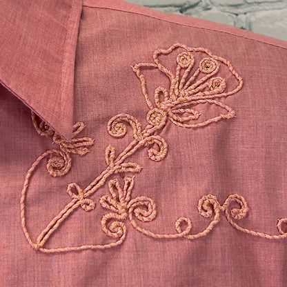 Vintage 70s Champion Westerns Pearl Snap Button Front Shirt Cowboy Pink M Medium