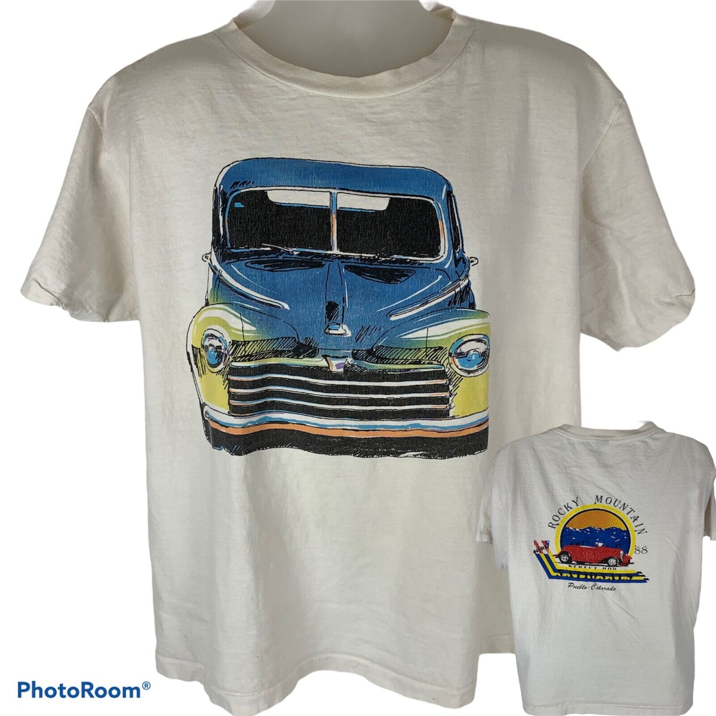 Rocky Mountain Street Rod Nationals Vintage 80s T Shirt X-Large Tee Mens White