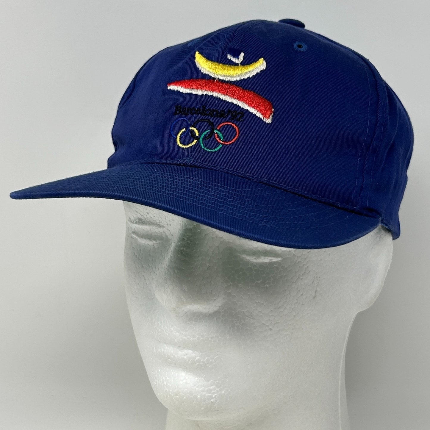 Vintage 90s 1992 Barcelona Olympics Hat Baseball Cap Summer Games Blue Snapback
