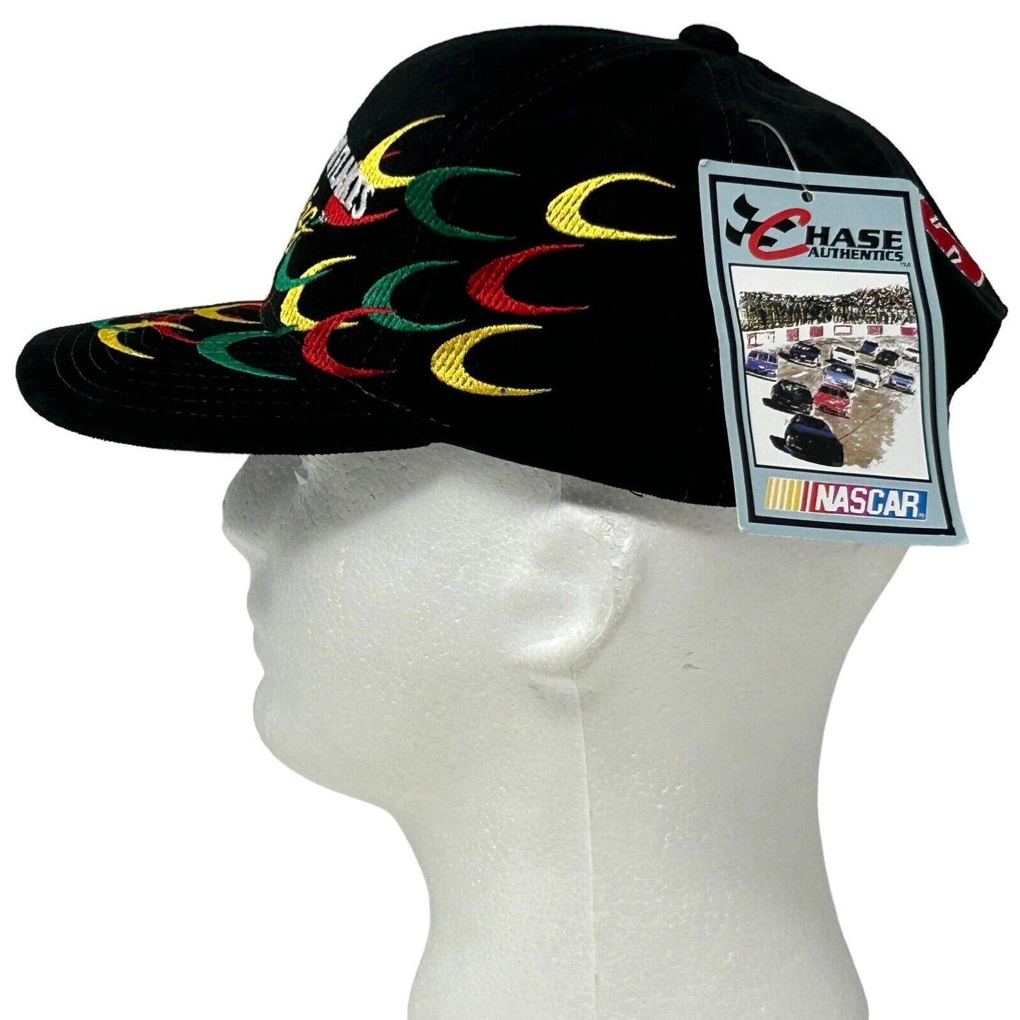 Gorra de béisbol vintage de NASCAR con diseño de Kellogg's Corn Flakes Racing de los años 90, color negro