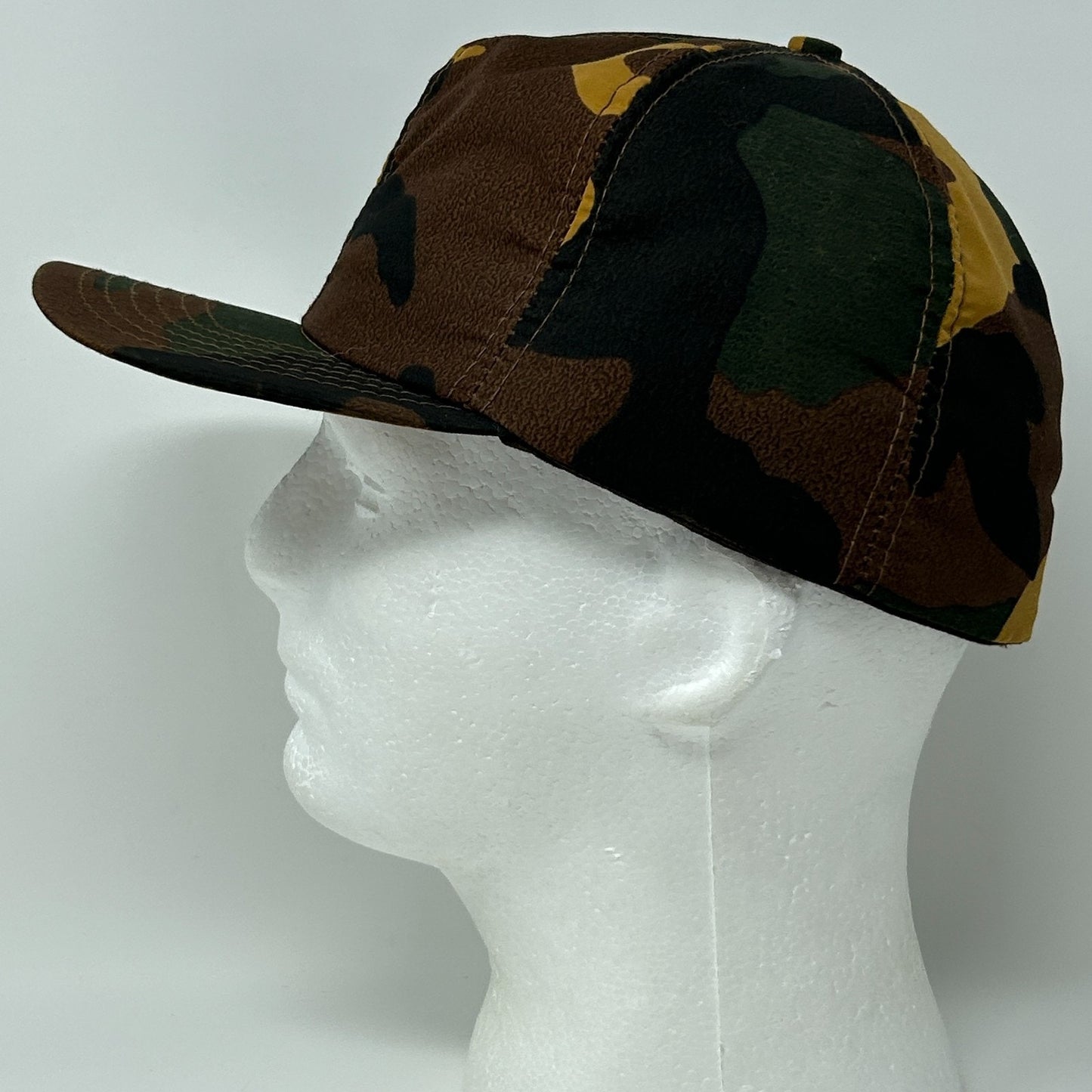Vintage Hunting Camo Hat Baseball Cap Ear Flap Hunter Camouflage Brown M Medium
