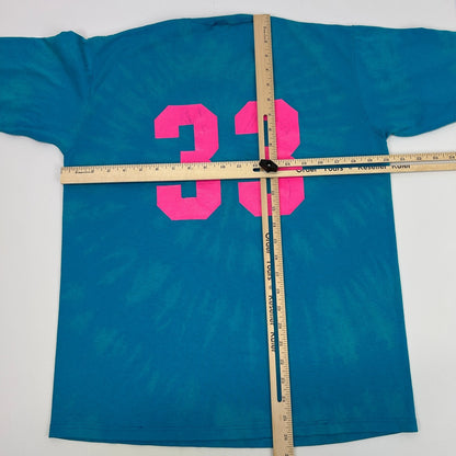 Vintage 90s Powell Girls Basketball T Shirt Blue Tie Dye USA Unisex M Medium