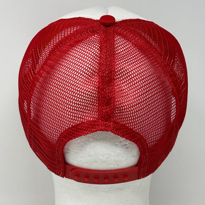 Vintage Deer River Lions Club Wild Rice Run Trucker Hat Cap Red 80s Snapback USA