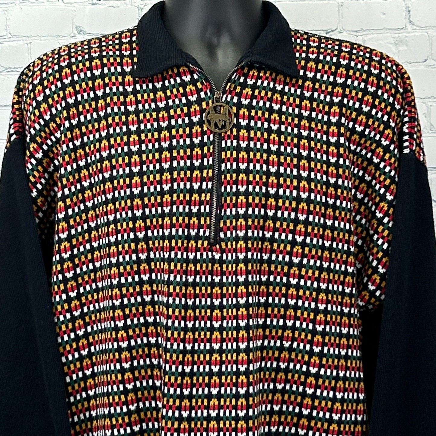 Vintage 90s Trutus Biancara by Monobaik Polo Sweater Collared Black XL X-Large