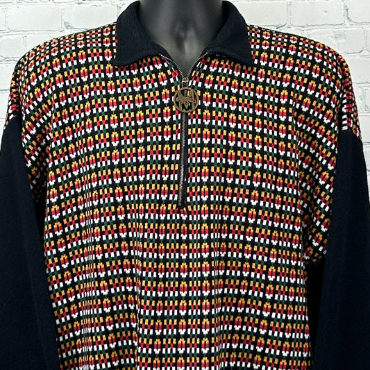 Vintage 90s Trutus Biancara by Monobaik Polo Sweater Collared Black XL X-Large
