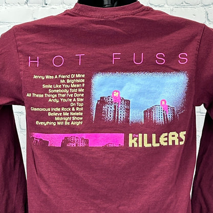The Killer Hot Fuss Album Tracklist T Shirt Rock Band LS Red Tee Mens S Small