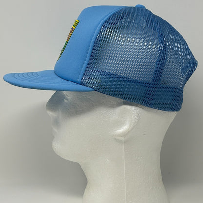 Vintage 80s Winnipeg Canada Trucker Hat Baseball Cap Canadian Blue Mesh Snapback