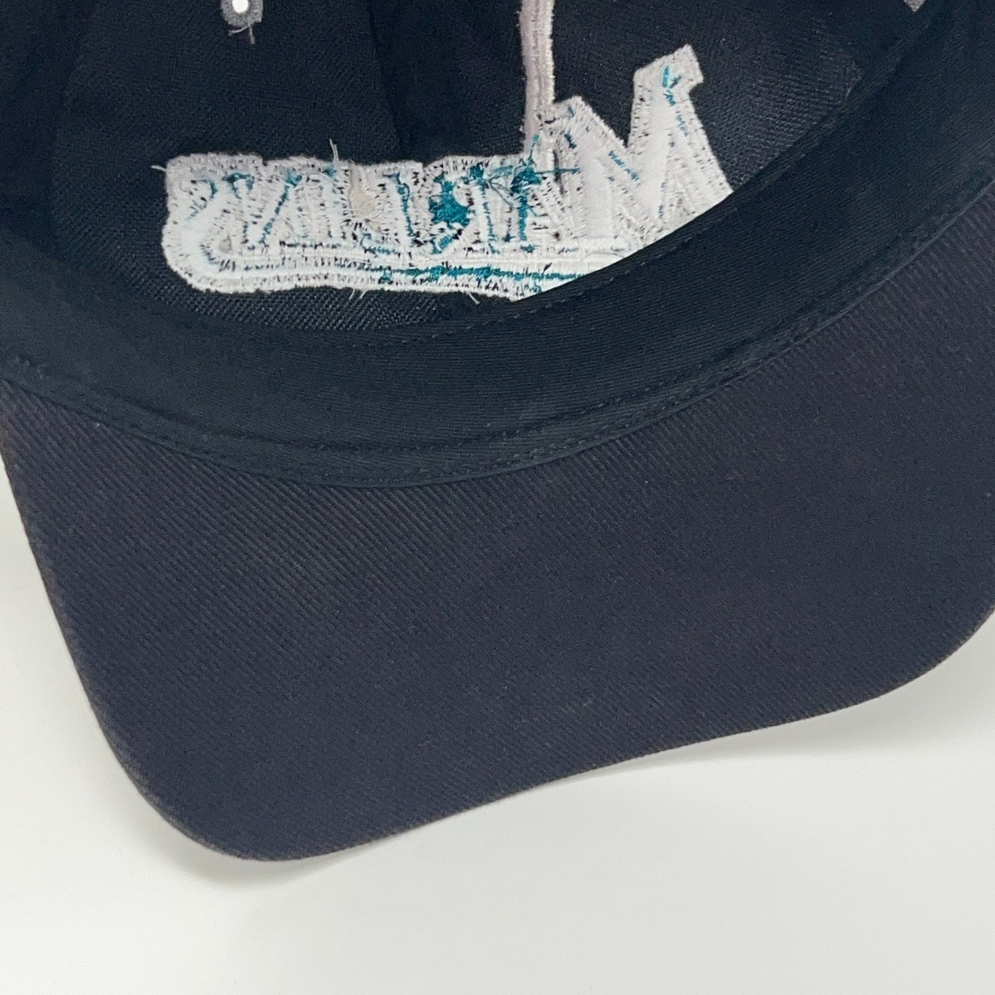 Vintage 90s Florida Miami Marlins Hat Baseball Cap Black Strapback 6 Panel MLB