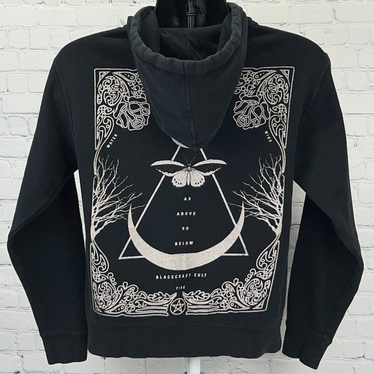 Blackcraft Cult As Above So Below Moth Moon Black Zip Up Hoodie Unisex S Small