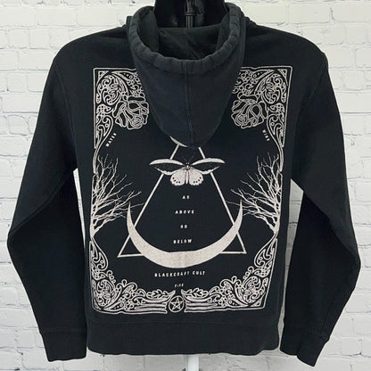 Blackcraft Cult As Above So Below Moth Moon Black Zip Up Hoodie Unisex S Small