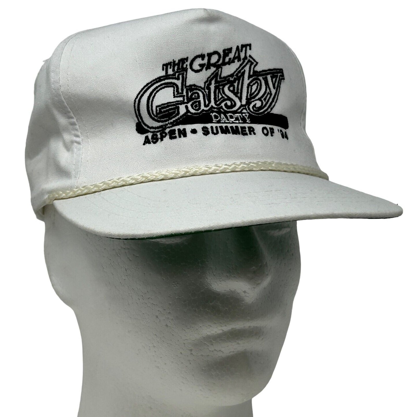 The Great Gatsby Party Hat Vintage 90s White Aspen Colorado Rope Baseball Cap