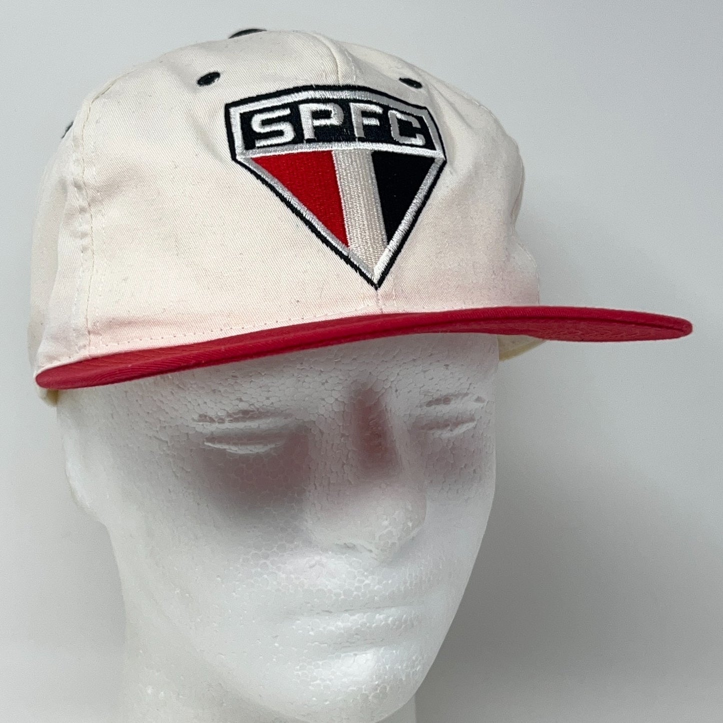 Vintage SPFC Sao Paulo FC Hat Baseball Cap Brazil Brasil Soccer Snapback White